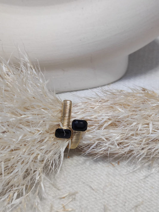 Bague strass noir