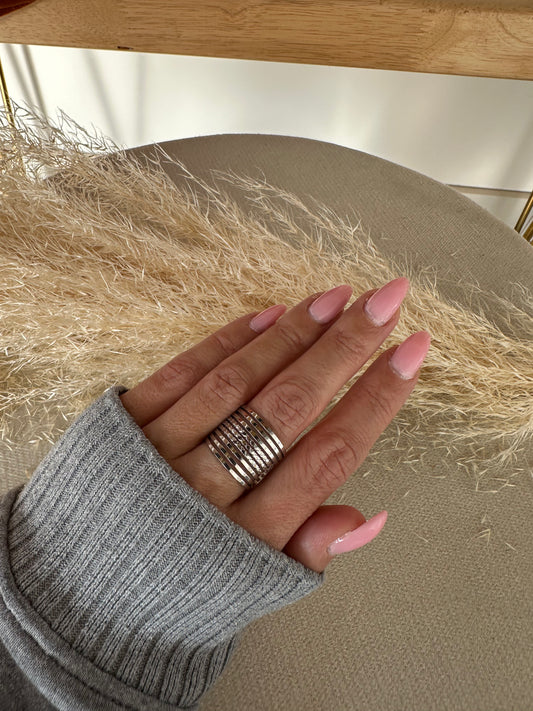 Bague réglable argentée en acier inoxydable