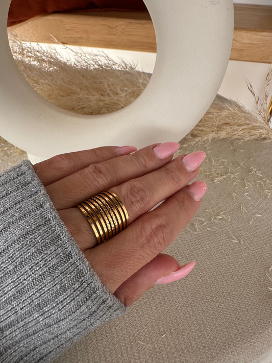 Bague réglable dorée en acier inoxydable