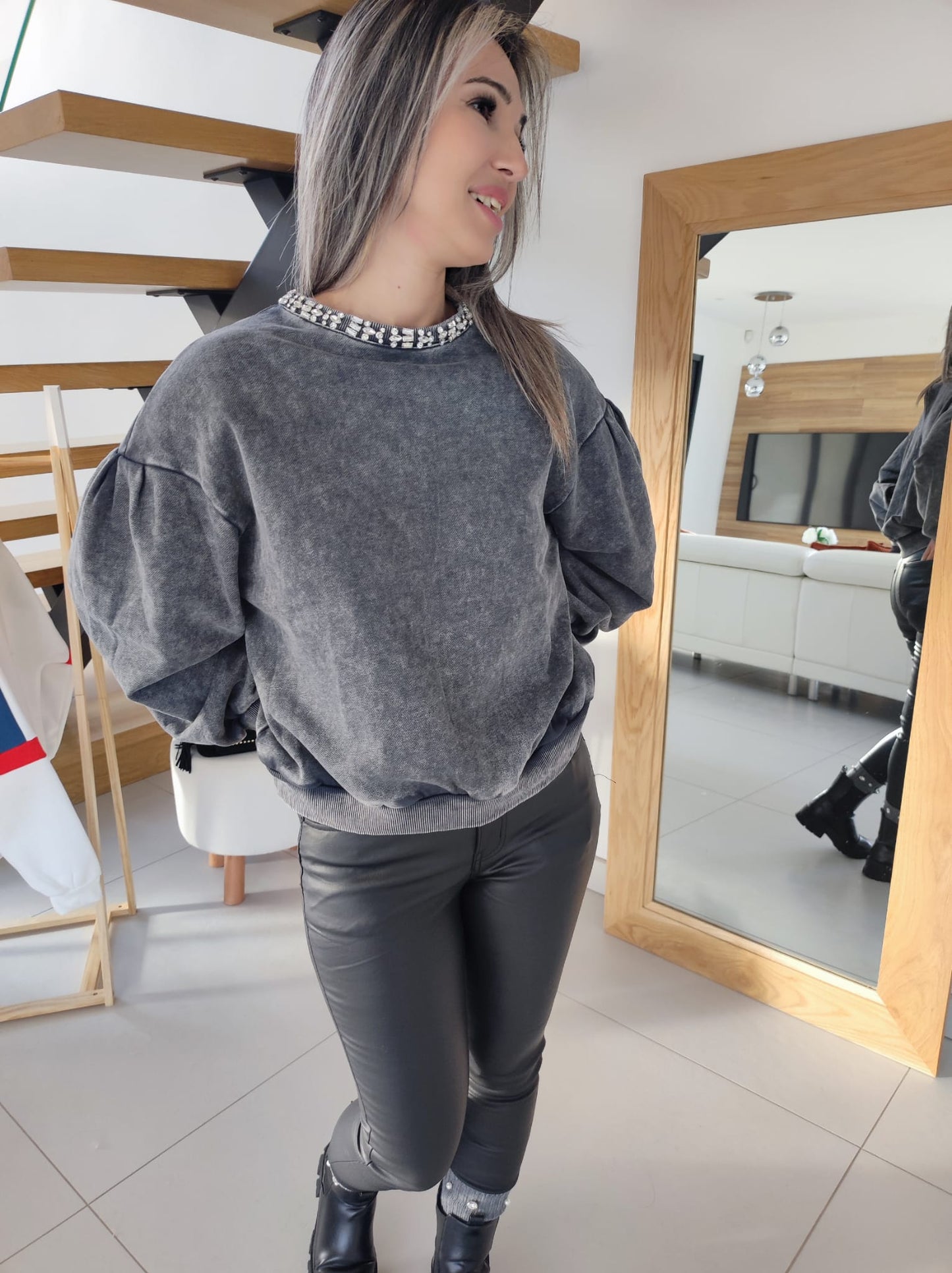 Sweat Grey strass