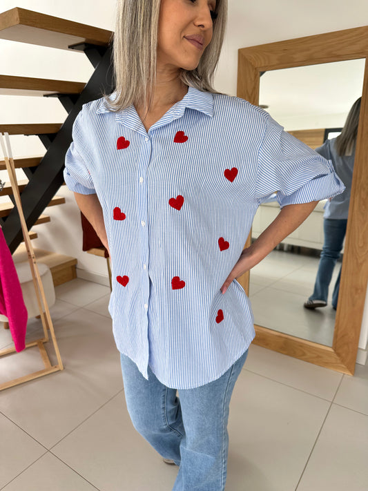 Blouse Marina cœurs rouge